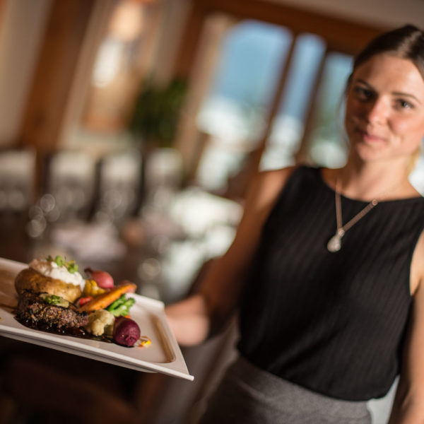 Server at Halcyon Hot Springs Resort Restaurant